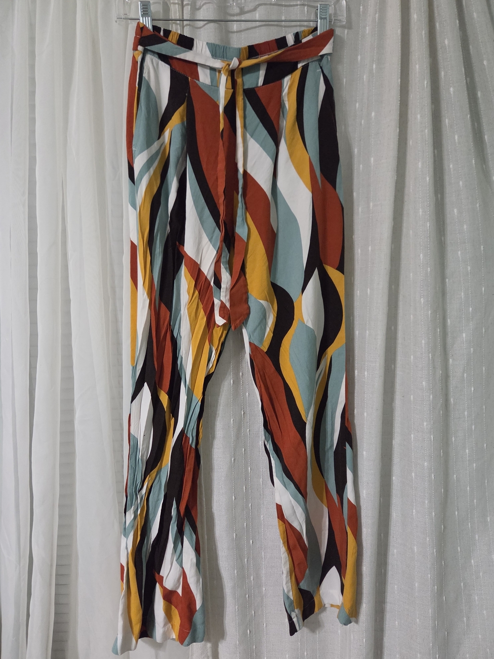 Unbranded Multicolor Wave-Print Rayon Pants